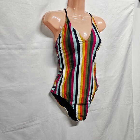 Tory Burch Striped Multicolor Swimsuit Women Size L - Picture 5 of 14